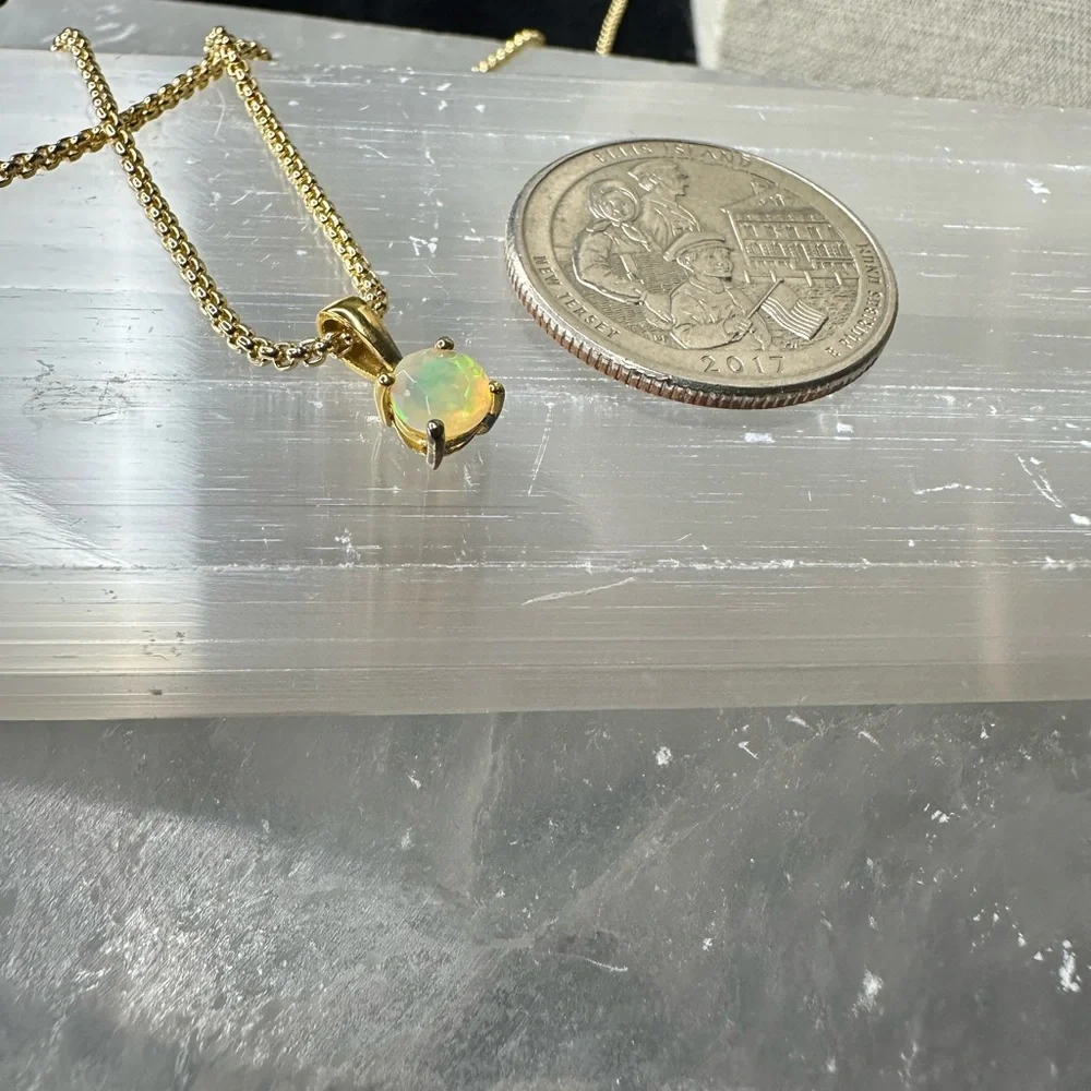 ✨ Dainty Ethiopian Opal Pendant | 18K Gold Plated Over Solid 925 ✨ - Picture 5 of 5